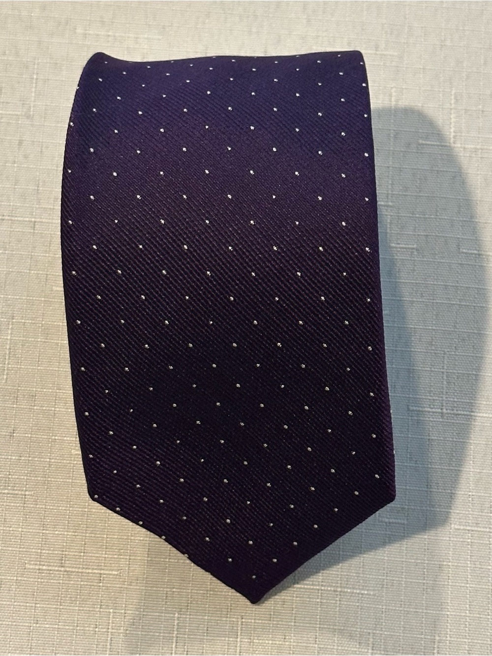 J.Crew Purple Silk Skinny Tie White Polka Dot Narrow Necktie